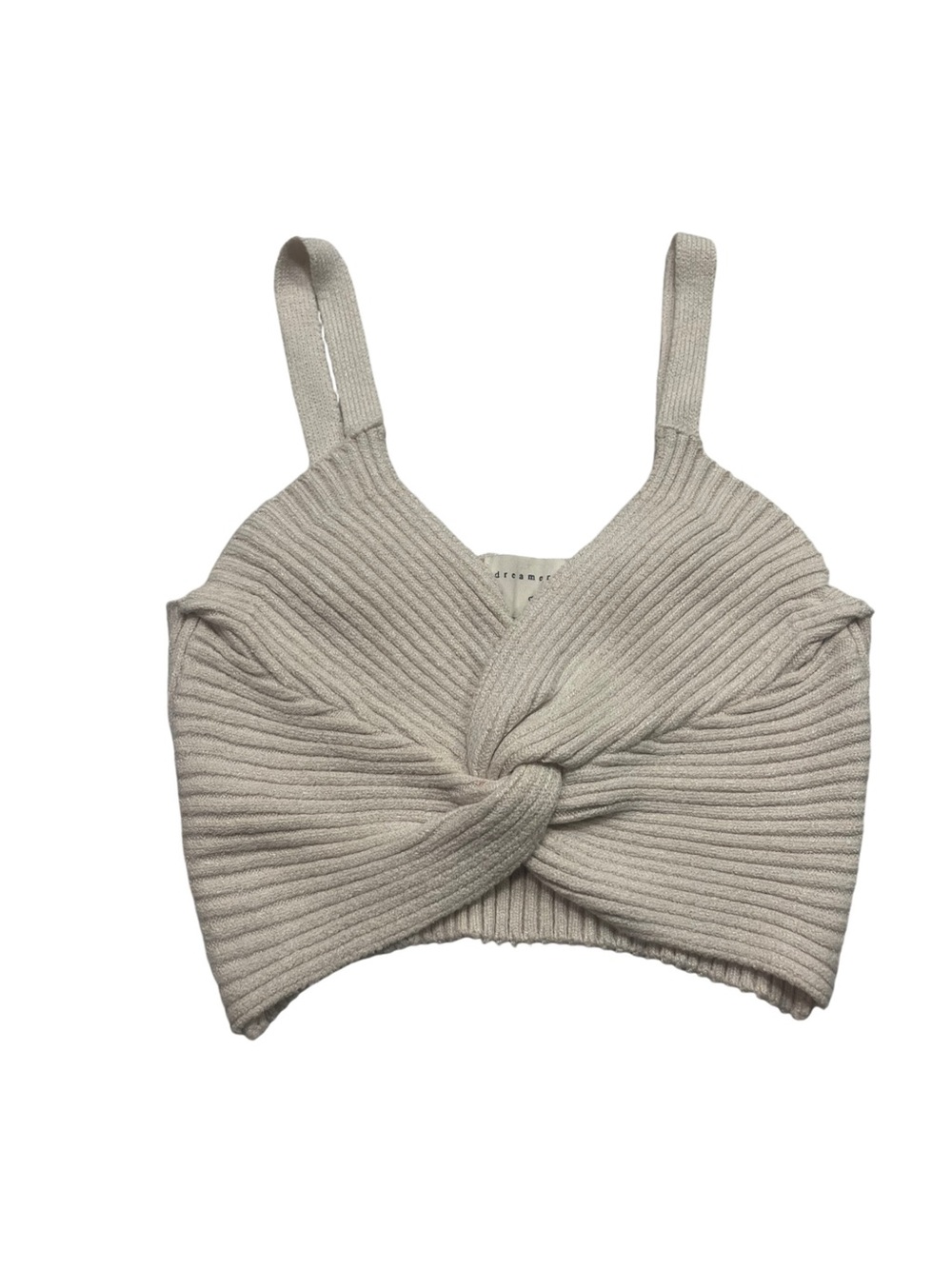 Dreamers by Debut Cream Knit Crop Top Twist Front EUC Size M